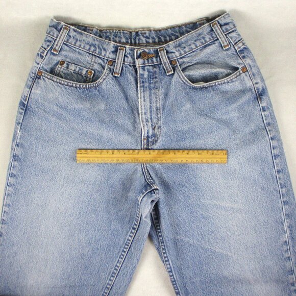 Vintage Levis 33/32 Red Tab Small e Leather Patch Faded Blue Jeans - Picture 2 of 7